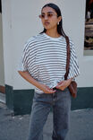 Lucy Relaxed Sleeve Tee, VANILLA /PHANTOM FINE STRIPE - alternate image 7