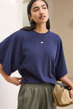 Lucy Relaxed Sleeve Tee, TRUE NAVY - example image 5