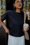 Sofia Boxy Shoulder Tee, BLACK - alternate image 5