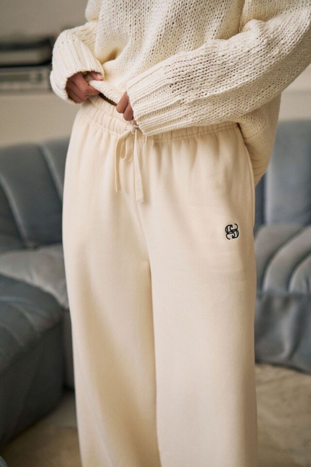 Ivy Wide Leg Trackpant, MARSHMALLOW