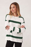 Slouchy Long Sleeve  Tee, VANILLA PINE GREEN BOLD STRIPE - alternate image 4