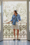 Sylvie Longline Pleat Denim Short, NATURAL ECRU - alternate image 4