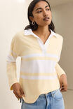 Shelby Slouchy Rugby Top, BUTTER/WHITE PLACEMENT STRIPE - example image 1