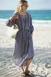Crinkle Midi Dress, NAVY WHITE GINGHAM - alternate image 1