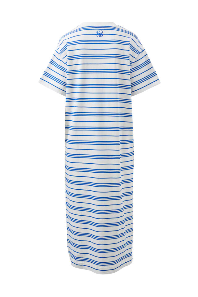 Charlotte Midi Terry Dress, WHITE AZURE BLUE STRIPE