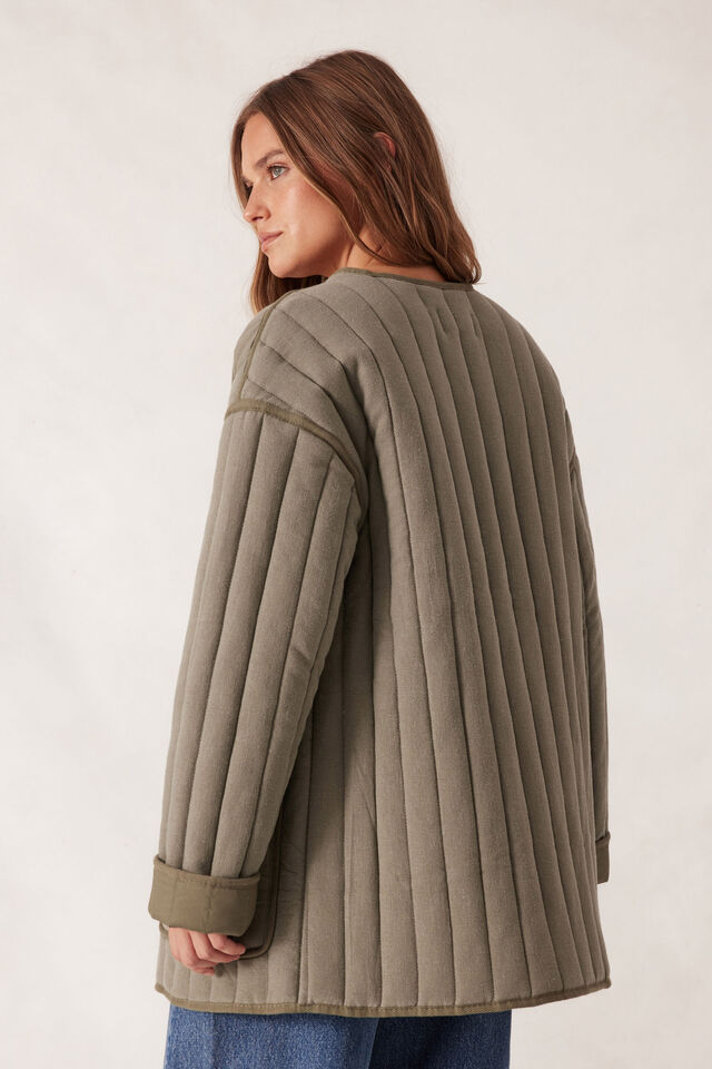 Comfy Quilted Jacket, MOSS GREEN