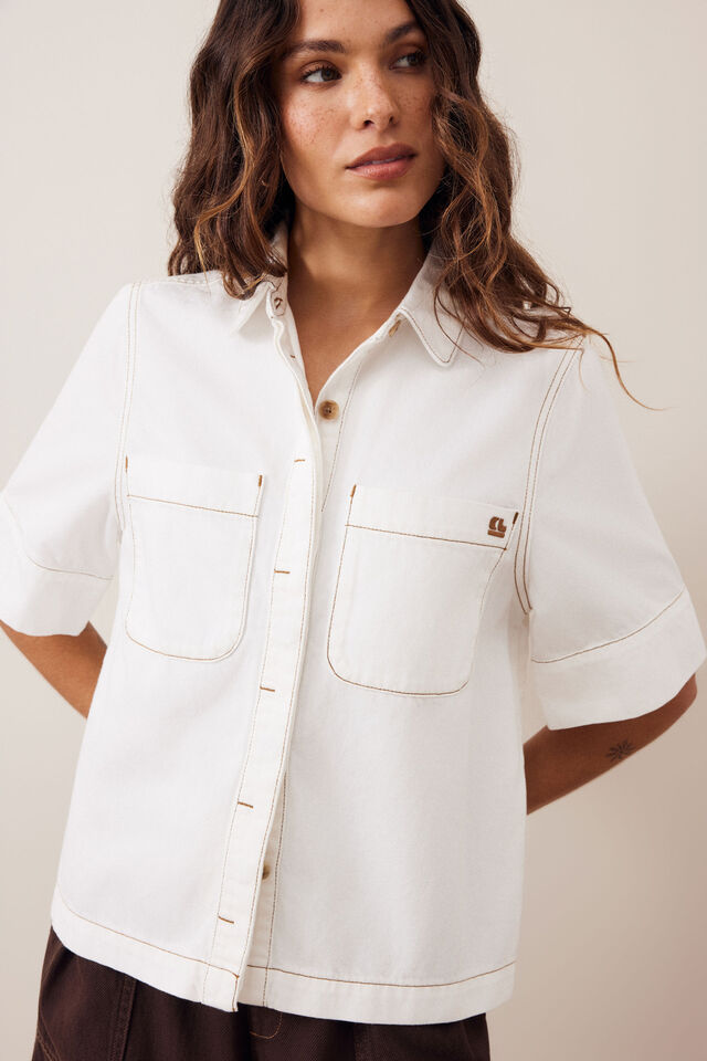 Noa Short Sleeve Shirt, FRESH ECRU
