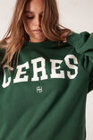 Isla Oversized Slouchy Crew, PINE GREEN HERITAGE LOGO - alternate image 4