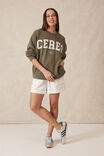 Oversized Slouchy Crew, KHAKI HERITAGE LOGO - alternate image 5