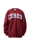 Isla Oversized Slouchy Crew, BURGUNDY BLUE HERITAGE LOGO - alternate image 2