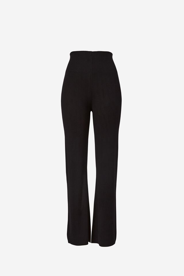 Knitted Flare Pant With Lenzing Viscose, BLACK
