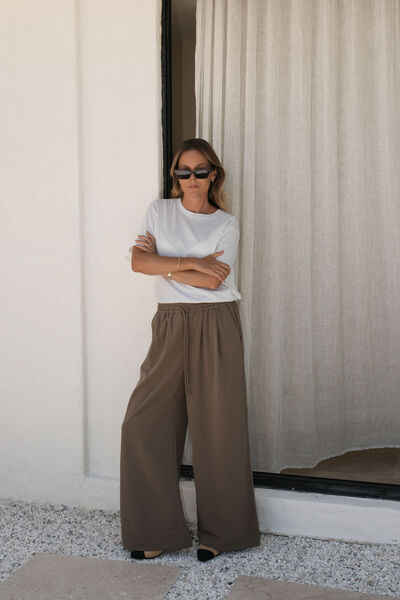 Drawstring Suiting Pant, WARM TAUPE