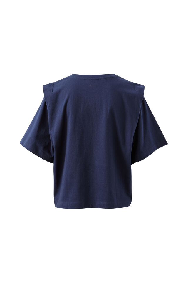 Rainey Pleat Sleeve Tee, TRUE NAVY
