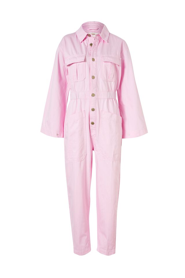 Utility Jumpsuit In Organic Cotton Viscose Twill, ICE PINK