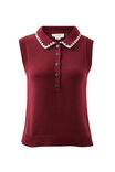 Cora Collared Button Knit, POMEGRANATE - alternate image 2