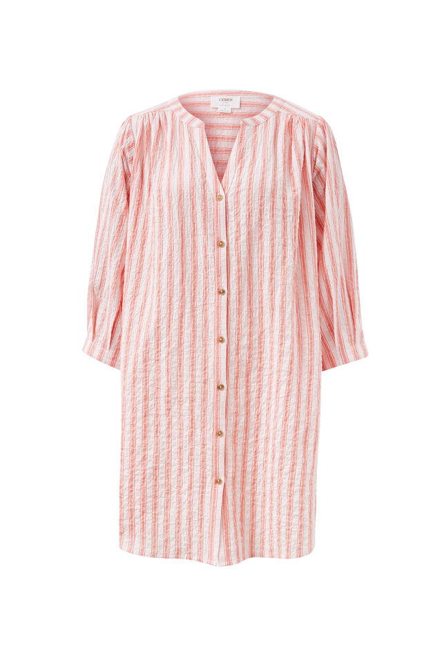 Crinkle Mini Dress, WHISPER PINK WASHED RED STRIPE