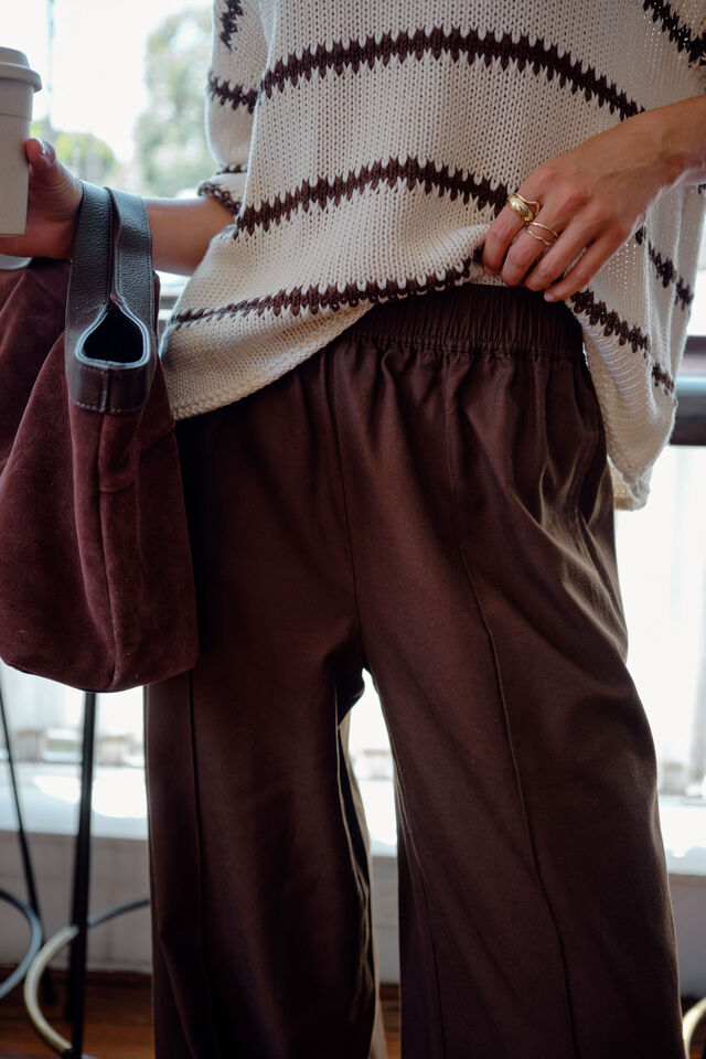 Izzie Pinstitch Pant, CHOCOLATE