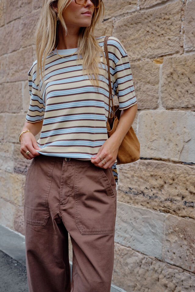 Stevie Slouchy Tee, NEW BUTTER BRUNETTE STRIPE