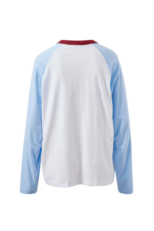 Hadley Long Sleeve Raglan Tee, WHITE/CHINA BLUE