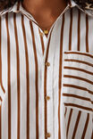 Oversized Poplin Shirt, WHITE BISCUIT STRIPE ORGANIC COTTON - alternate image 4