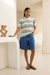 Stevie Slouchy Tee, BUTTER/TOFFEE/FRESH BLUE STRIPE - example image 5
