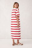 Charlotte Midi Terry Dress, WHITE RED BOLD STRIPE - alternate image 3