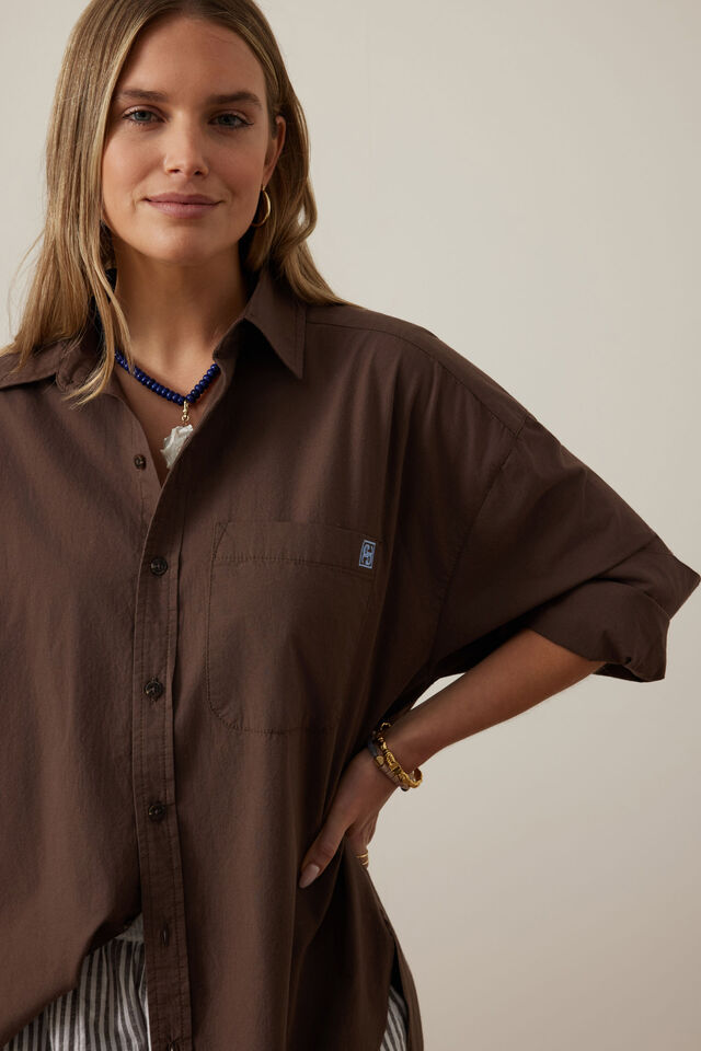 Peta Oversized Shirt, BRUNETTE BROWN
