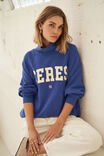 Hildie High Neck Slouchy Crew, WASHED NAVY BUTTER VARSITY - example image 6