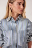 Curved Hem Shacket, LAGOON BLUE STRIPE - alternate image 5