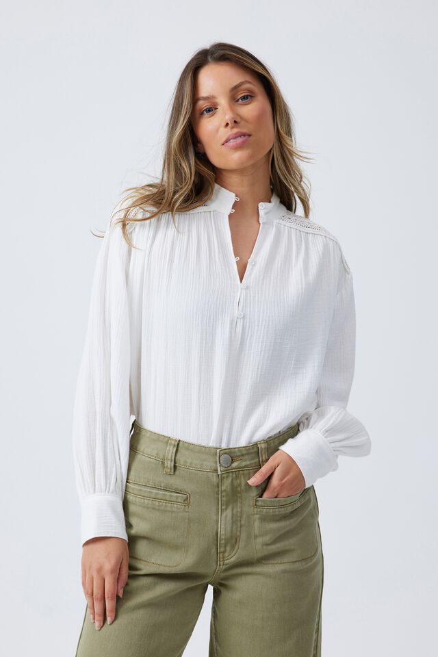 Lace Detail Henley Shirt