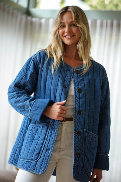 Comfy Quilted Jacket, FRESH INDIGO
