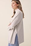 Soft Knit Split Hem Tunic In Recycled Blend, OATMEAL MARLE - alternate image 5