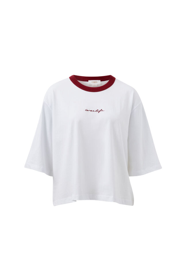 Macy Print Tee, WHITE/MULBERRY SCRIPT