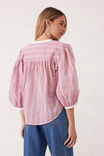 Woven Collarless Top, RED GINGHAM - alternate image 3
