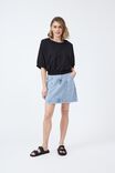 Batwing Shoulder Pad Top In Organic Cotton, BLACK - alternate image 1