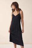 Satin Slip Dress With Recycled Fibres, BLACK - alternate image 4