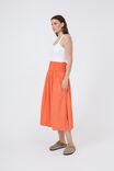 Shirred Skirt In Organic Cotton Poplin, PAPAYA - alternate image 5