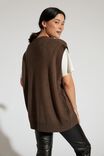 Soft Knit Oversized Vest In Recycled Blend, BITTER CHOCOLATE MARLE - alternate image 3