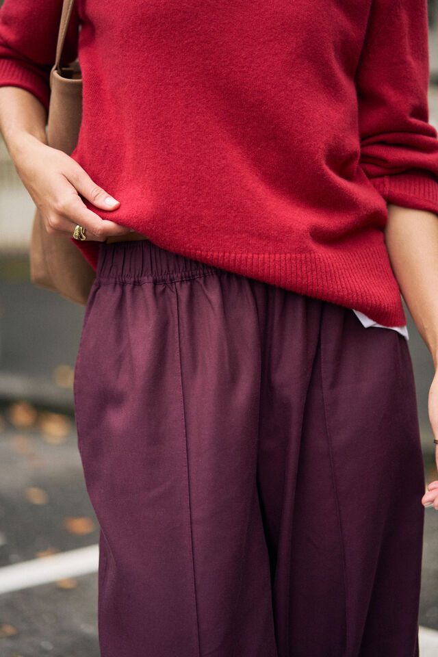 Izzie Pinstitch Pant, BURGUNDY