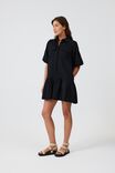 Twill Dress With Tier In Rescue Cotton, BLACK - alternate image 6