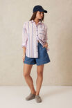 Oversized Shirt, PINK BLUE STRIPE ORGANIC COTTON - alternate image 1