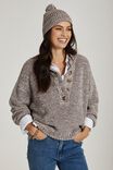 Rib Beanie In Organic Cotton, MILK CHOCOLATE TWIST - alternate image 1