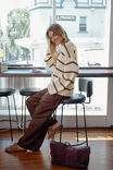 Lila Oversized Knit Crew, ECRU STRIPE - example image 5