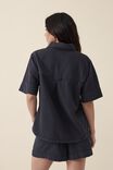 Short Sleeve Boxy Shirt, WASHED BLACK TWILL - alternate image 3
