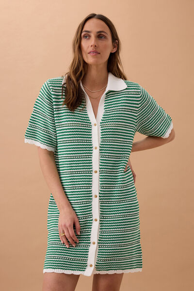 Nala Stripe Knit Mini Dress, KELLY GREEN STRIPE