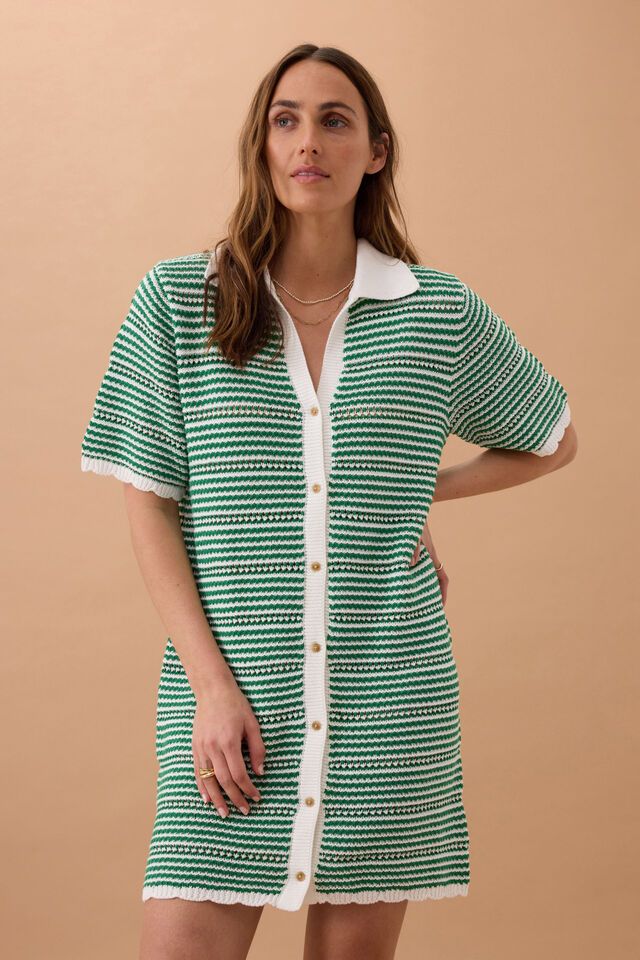Nala Stripe Knit Mini Dress, KELLY GREEN STRIPE
