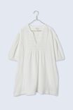 Double Cloth Mini Dress In Organic Cotton, WHITE