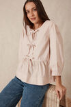 The Tie Top, TAUPE STRIPE - alternate image 1