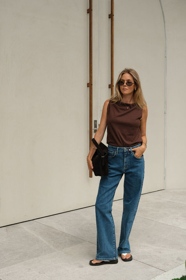 Tahlia Twist Strap Tank, CHOCOLATE