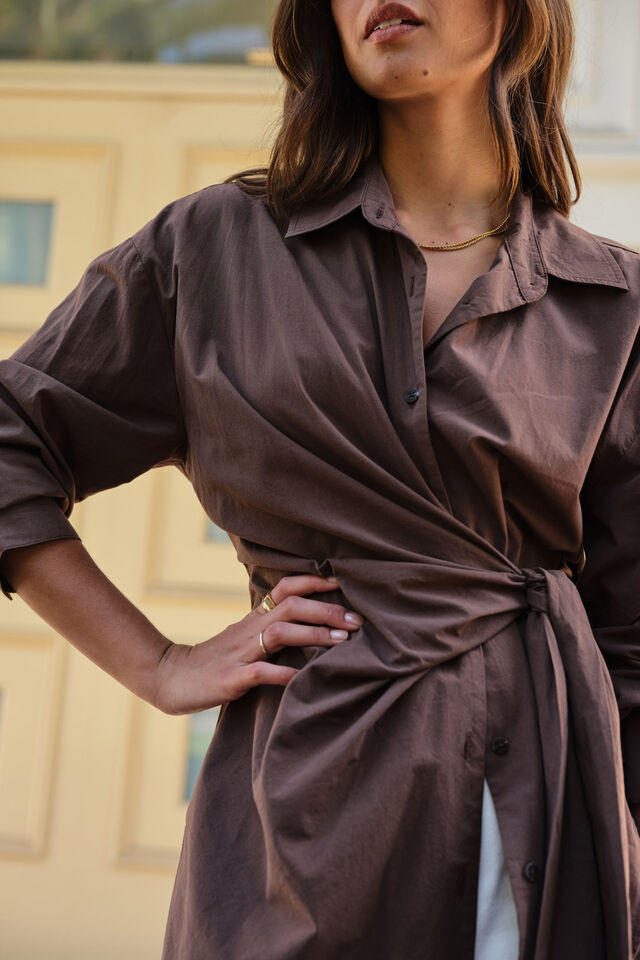 Elodie Wrap Shirt, BRUNETTE BROWN